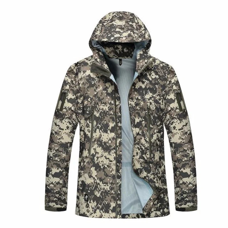 Outdoor Waterproof Hard Shell Tactical Jacket Spring Autumn Thin Breathable Camo Coat Men Climbing Army Training Combat Clothes