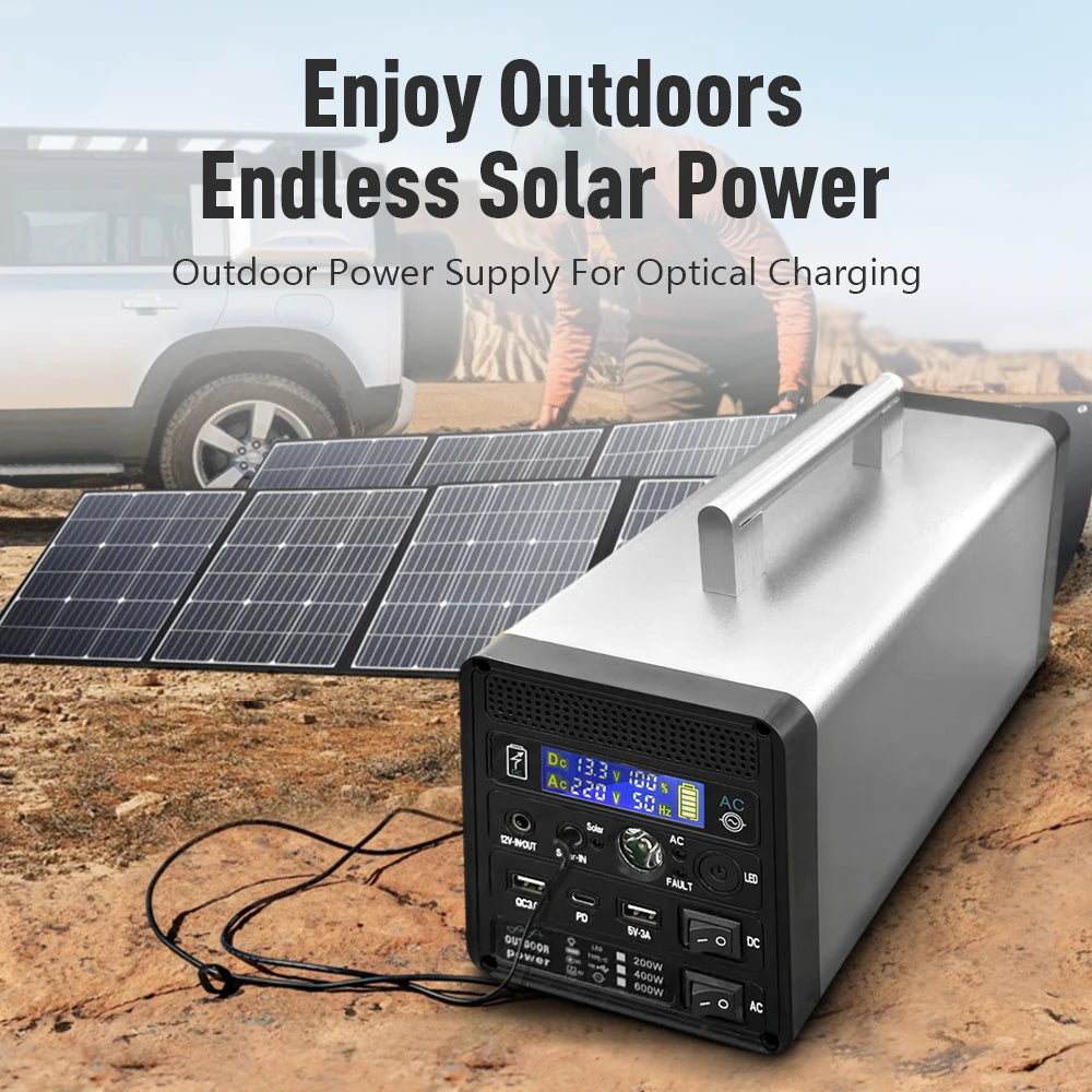 400W 96000mAh Portable Solar Generator 200W 48000mAh Sine Wave Inverter LED Power Station For Home Car Outdoor Energy 220V