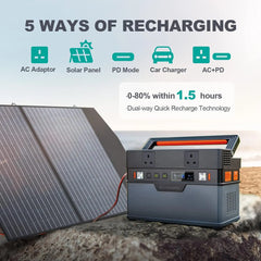 ALLPOWERS S700 Portable Power Station 700W, MPPT Solar Generator 606Wh with AC DC USB Car Ports, 0-80% in 1.5 Hrs for Camping