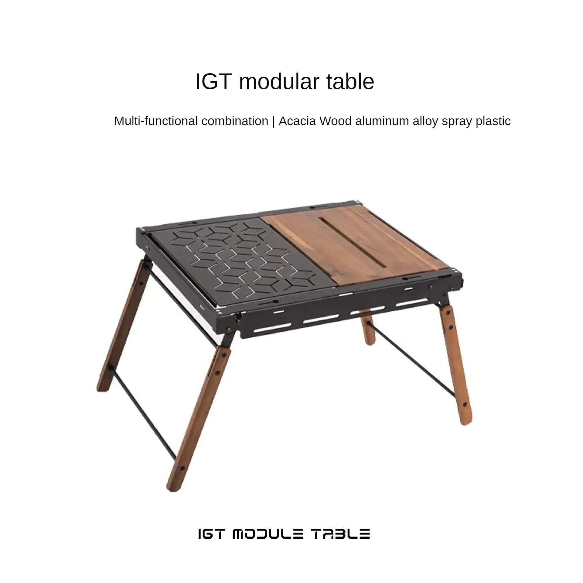 Outdoor IGT Table Aluminum Alloy Two Unit Expansion Table Multi Functional Blackening Lightweight Folding Table