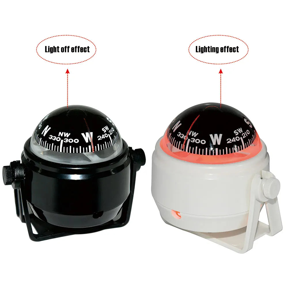 HD Sea Marine Pivoting Compass Electronic Navigation Compass Camping Gear LED Light Compass Guide Ball for Boat Vehicle Car