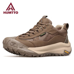 HUMTTO Shoes for Men 2023 Luxury Designer Leather Hiking Boots Outdoor Climbing Trekking Sneakers Mens Sports Walking Man Shoe