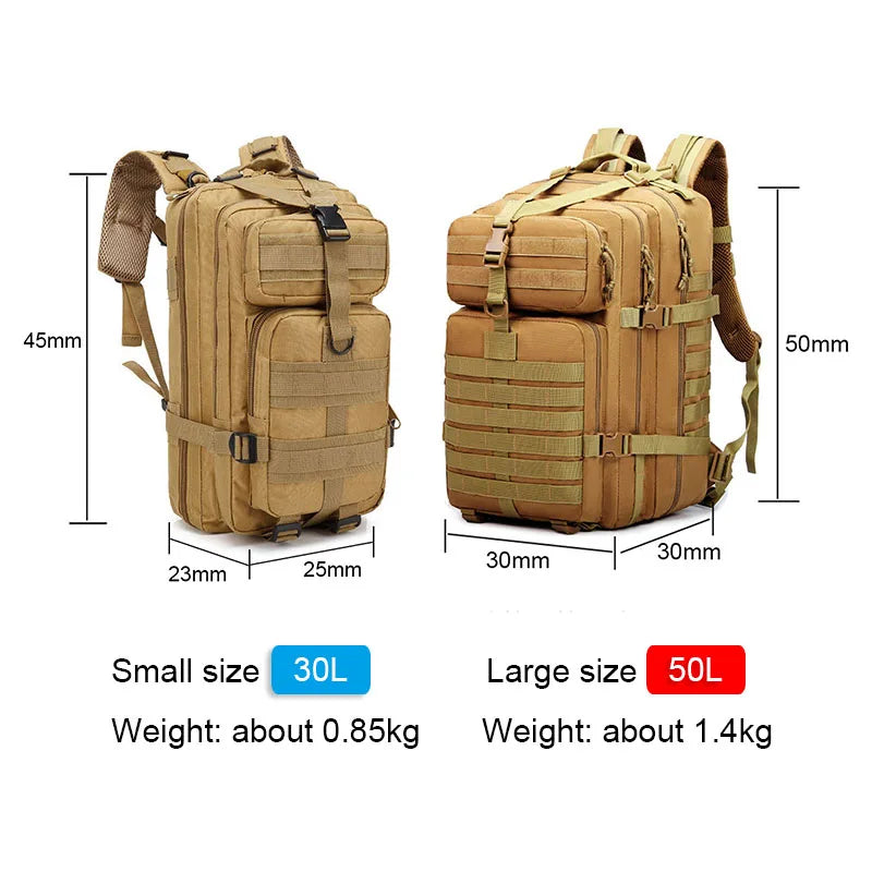 Oulylan 30L/50L 9000D Nylon Waterproof Backpack Military Rucksacks Tactical Sports Camping Hiking Trekking Fishing Hunting Bag