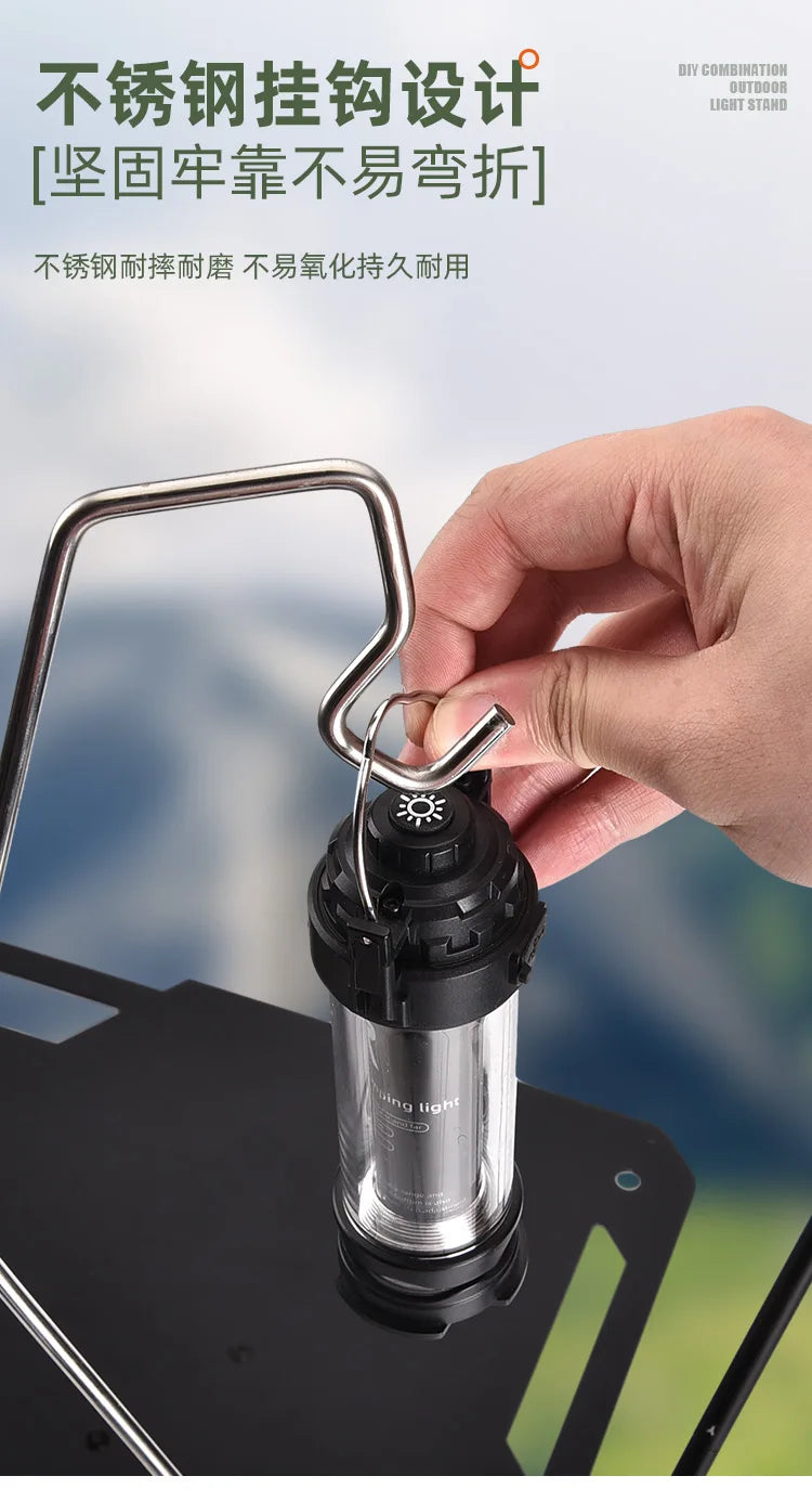 DIY Multifunctional Camping Light Pole For IGT Table Hook Hanging Light Stand Holder Can disassembly Ultralight Camp Accessories