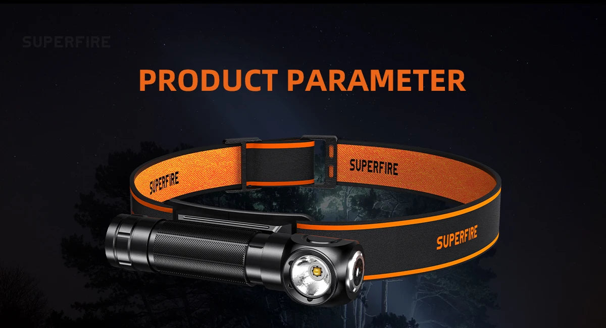 SUPERFIRE TH04 Powerful LED Headlamp USB-C Rechargeable 90° Head Flashlight 18650 Battery EDC Torch Outdoor Camping Lantern