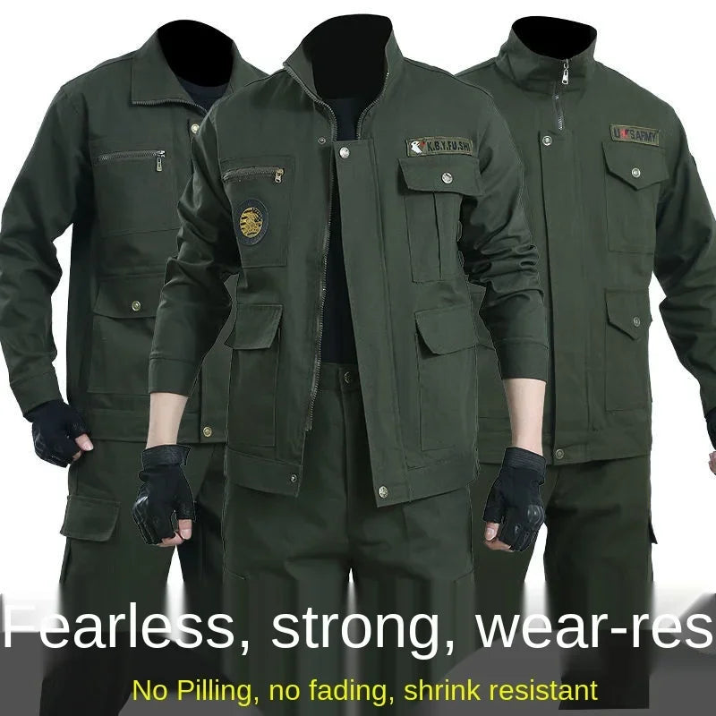 Army Green Man Suit Unified Military Clothing Men Work Clothes Outdoors Camping Mountaineering Wear Long Sleeve Military Uniform