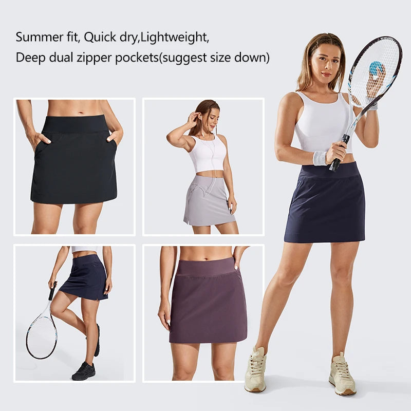 Women Golf  Athletic Skirts Lightweight Skirt with Running Sport Spandex Shorts for Tennis Workout Summer  Daily Clothing Black