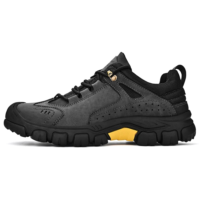 HIKEUP Comfortable Men Trekking Sneakers Male Shoes Waterproof Rubber Sole High Quality Hiking Shoes Wear-resistant Non-Slip