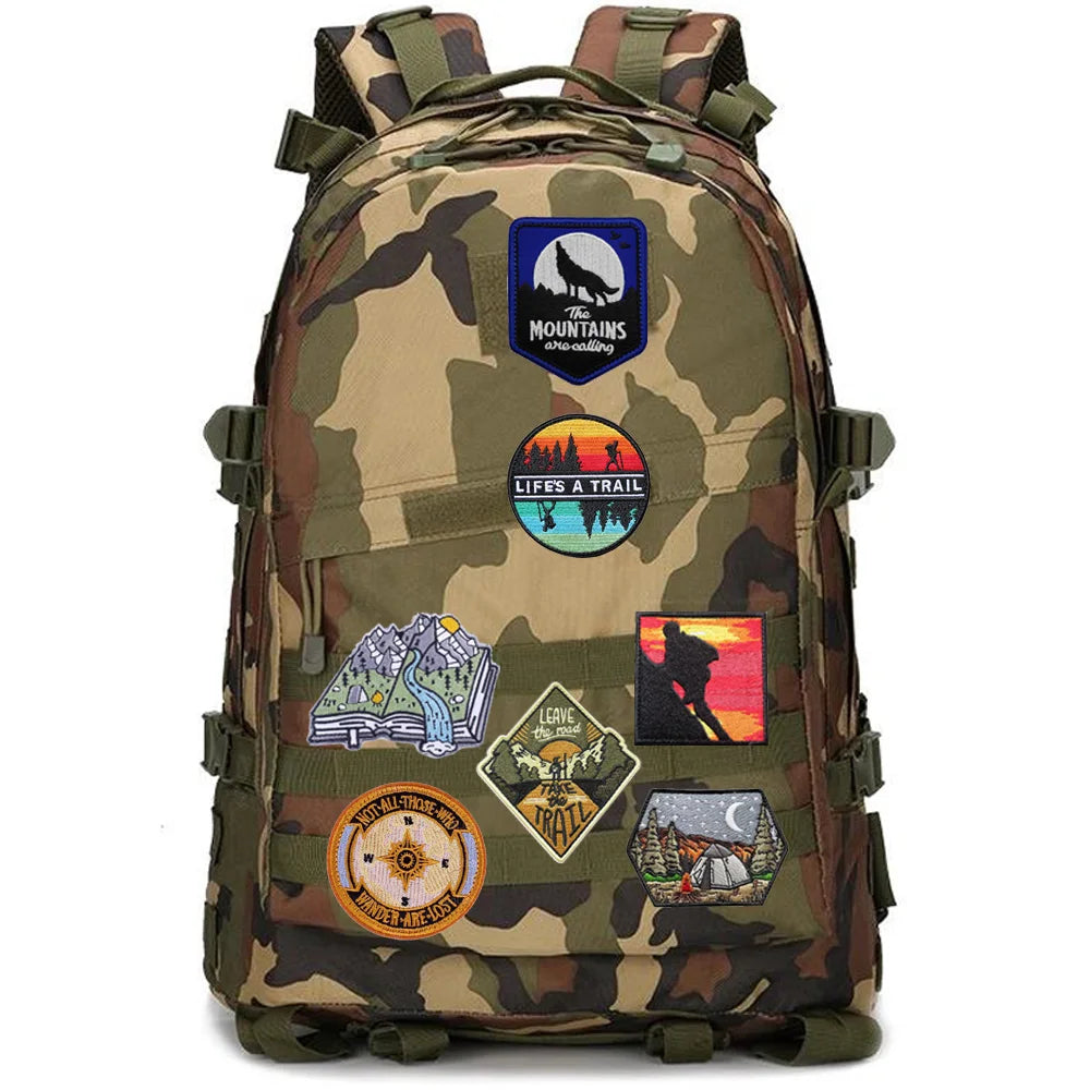 3D Embroidery Camping Mountaineering Unique Hot Air Balloon, Landscape Backpack, Custom Patches for Clothing, New Design