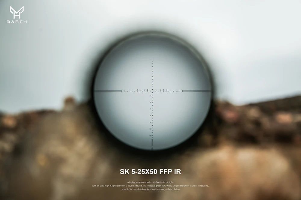 MARCH SK5-25X50 FFP IR Tactical Riflescope Spotting Scope for Rifle Hunting Optical Collimator Airsoft Airgun Sight Etched Glass