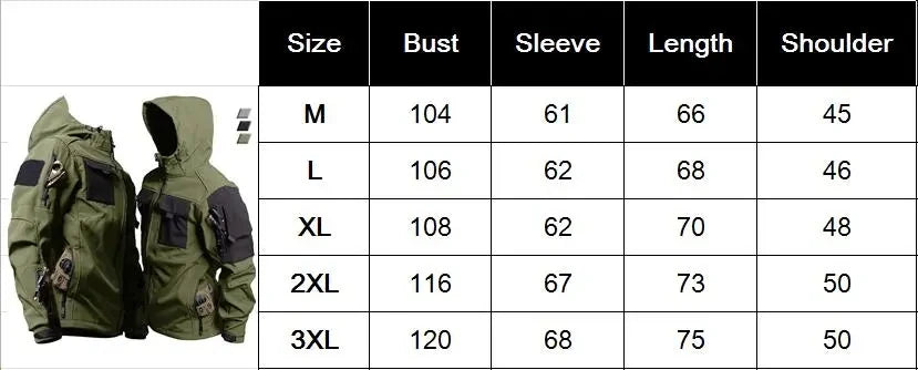 Shark Skin Tactical Jackets Men Hiking Soft Shell Waterproof Windproof Hooded Jacket Outdoor Functional Uniforms Multi-pockets