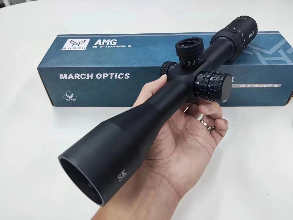 MARCH SK 3-15x44 FFP IR Tactical Caza Riflescope Spotting PCP Rifle Scope Hunting Illumination Airgun Airsoft Optical Sight