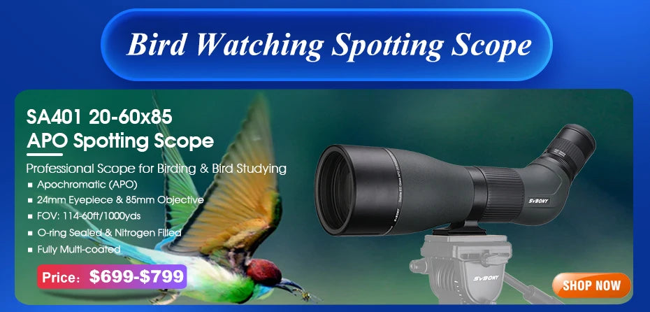 SVBONY SV46P Telescope 20-60x80 ED Spotting Scope Dual Focus  IPX7 Waterproof fogproof Professional Birding Camping equipment