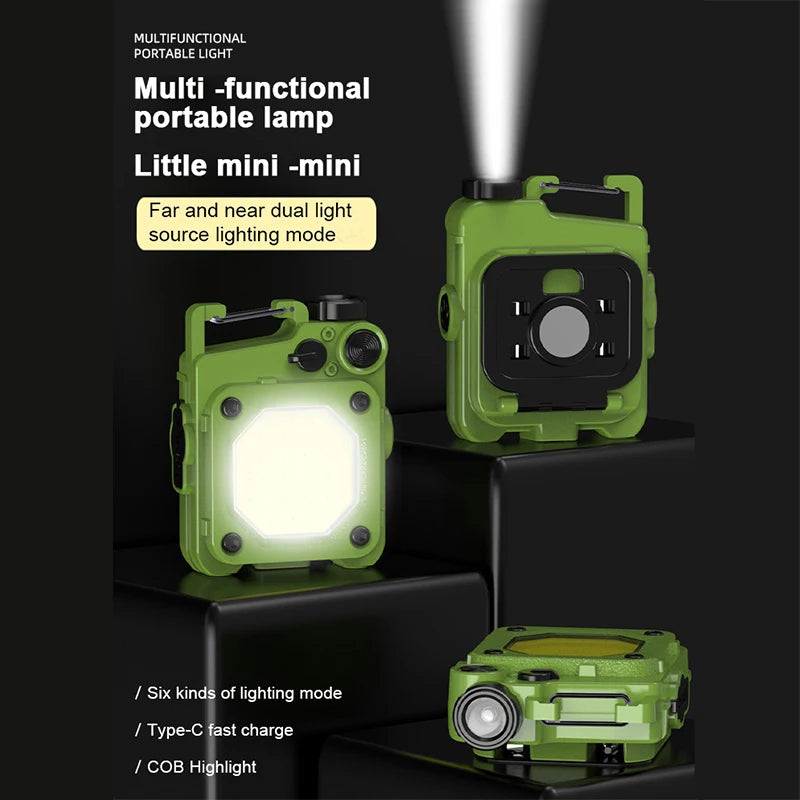 Mini COB LED Flashlight Keychain Light Multifunctional Portable Lamp USB Charging Emergency Lights Outdoor Work Camping Lantern