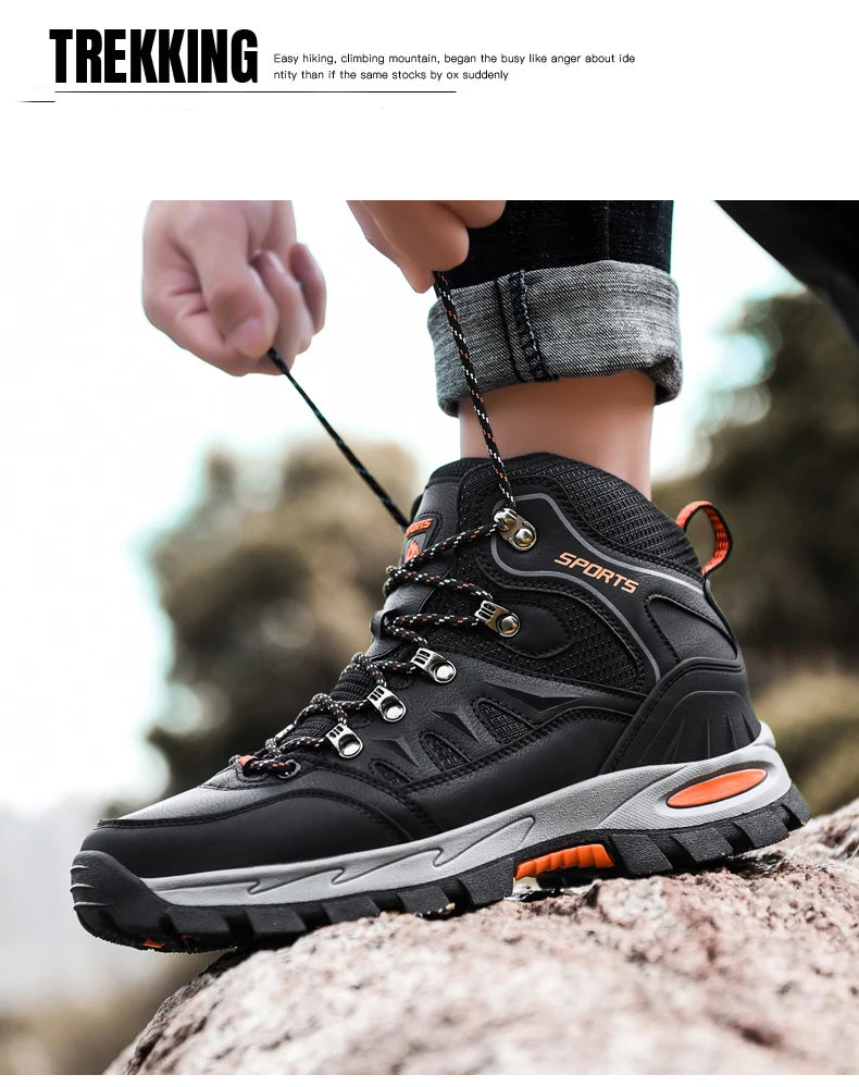 New Men's Hiking Shoes women Mountain Climbing Sneaker Wear-resistant Trekking Walking Sneakers winter plush Fashion Couple Shoe