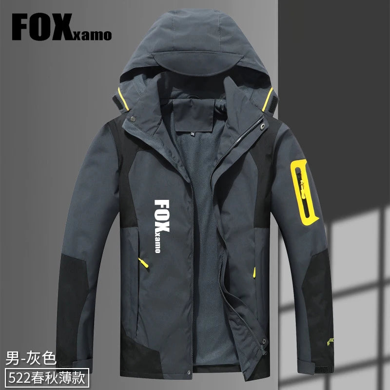 Foxxamo Men's Soft Shell Hooded Jacket Windproof Rainproof Perfect for Outdoor Activities (Mountaineering, Hunting, Cycling)