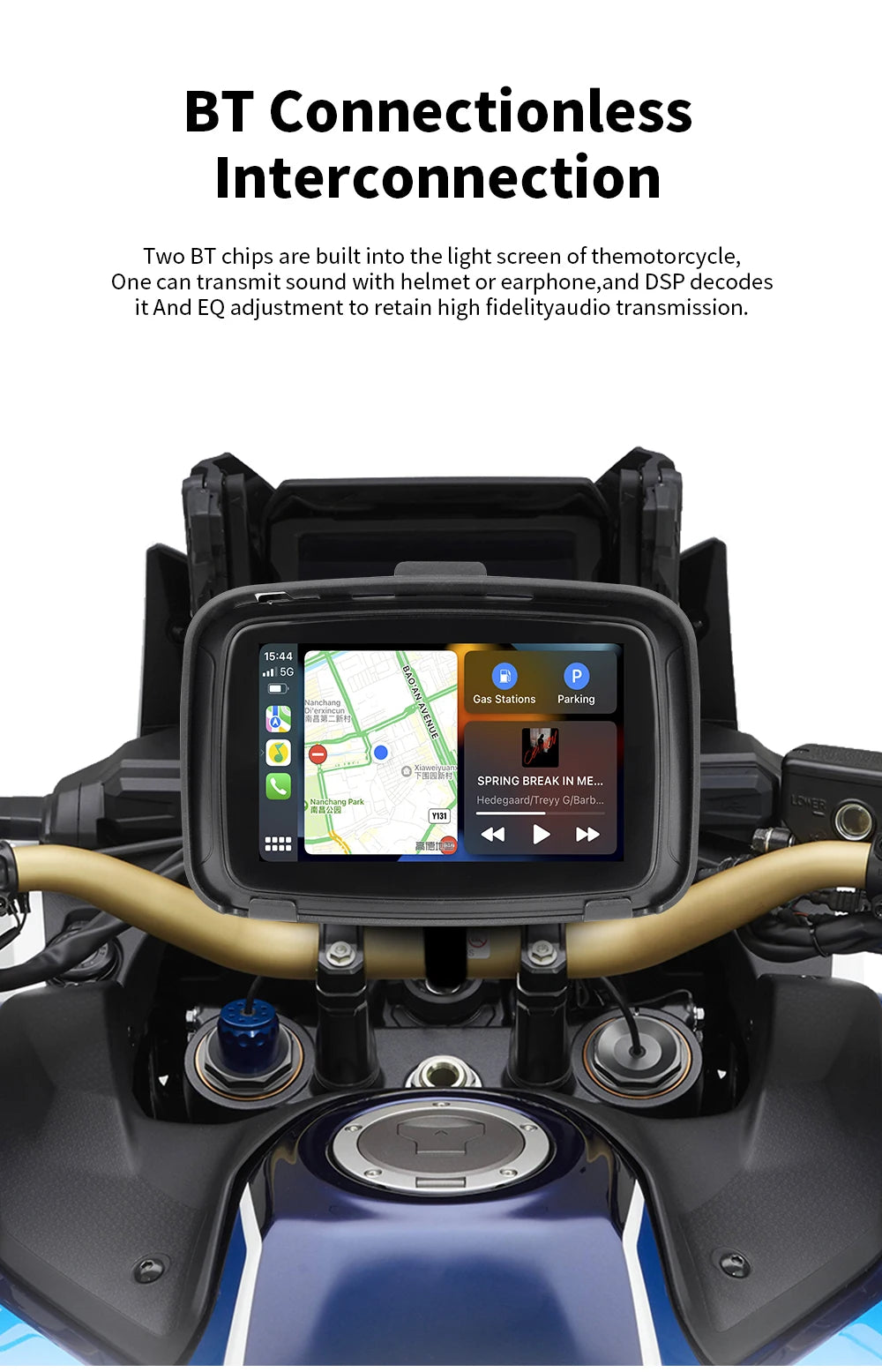 EKIY 5 Inch Motorcycle Wireless Apple Carplay Android Auto Portable Navigation GPS Screen IPX7 Motorcycle Waterproof Display