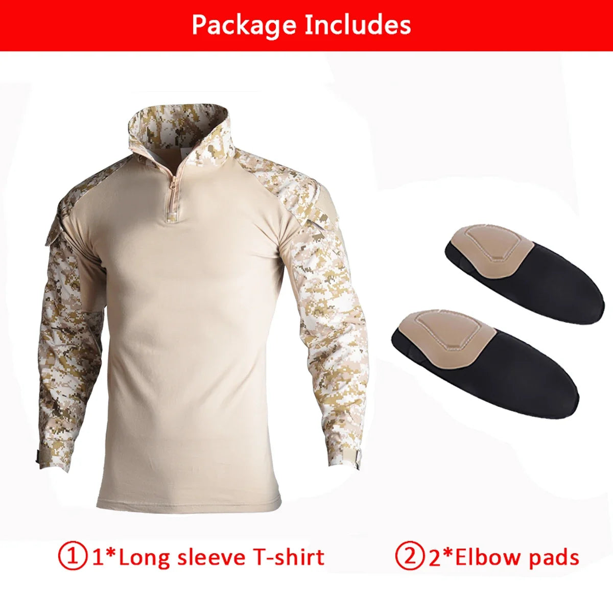 HAN WILD Hiking Combat Shirt with Pads Climbing Long Sleeve Men Camouflage Tactical Clothing Assault Shirts Camping Hunting