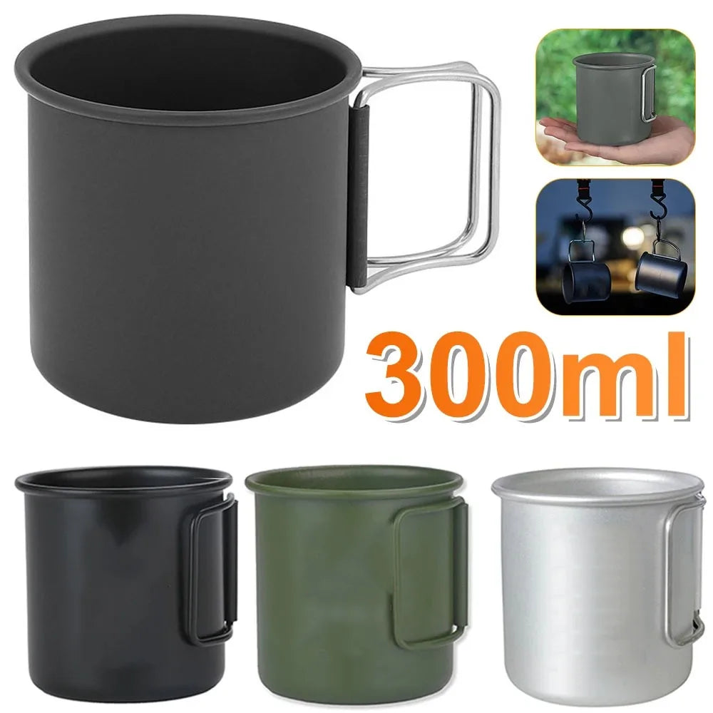 300ML Camping Mug Aluminium Alloy Folding Cup Nature Hike Mug Ultra-Light Camping Travel Water Cup Outdoor Camping Cookware