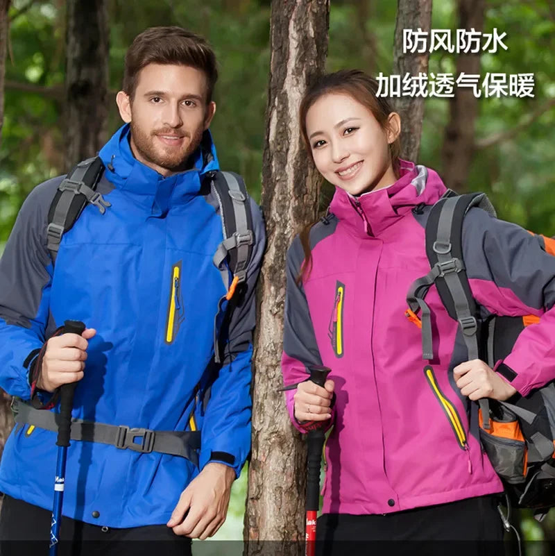 3 In 1 Windproof Waterproof Climbing Clothing Winter Thick Warm Two-Piece Set Men Women Coat Camping Hiking Trekking Jackets