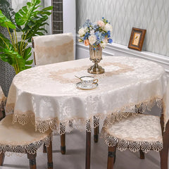 Oval Table Cloth White Embroidered Fold Tea Table Juppe Dining Table Cover Tablecloth Table Home Lace Art Dust Cover Chair Cover