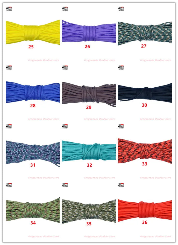 31 Meters Dia.4mm 7 stand Cores Paracord for Survival Parachute Cord Lanyard Camping Climbing Camping Rope Hiking Clothesline