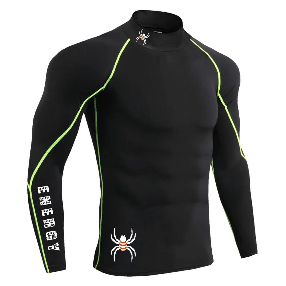 Running T-Shirt Mens Long Sleeve Compression Shirt Gym Sports Top Training Quick Dry Breathable Bodybuilding Fitness Clothing