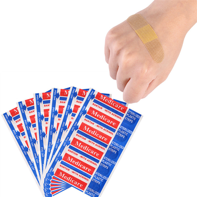 100Pcs Waterproof Band-Aids Adhesive Bandages First Aid Medical supplies Anti-Bacteria Wound Plaster Travel Emergency Kits