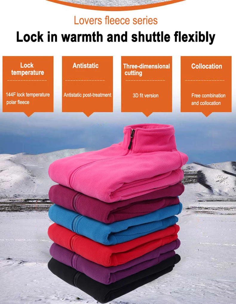 JNLN Winter Polar Fleece Jackets Women Windproof Thermal Soft Shell Jacket Outdoor Hiking Camping Skiing Climbing Warm Coat