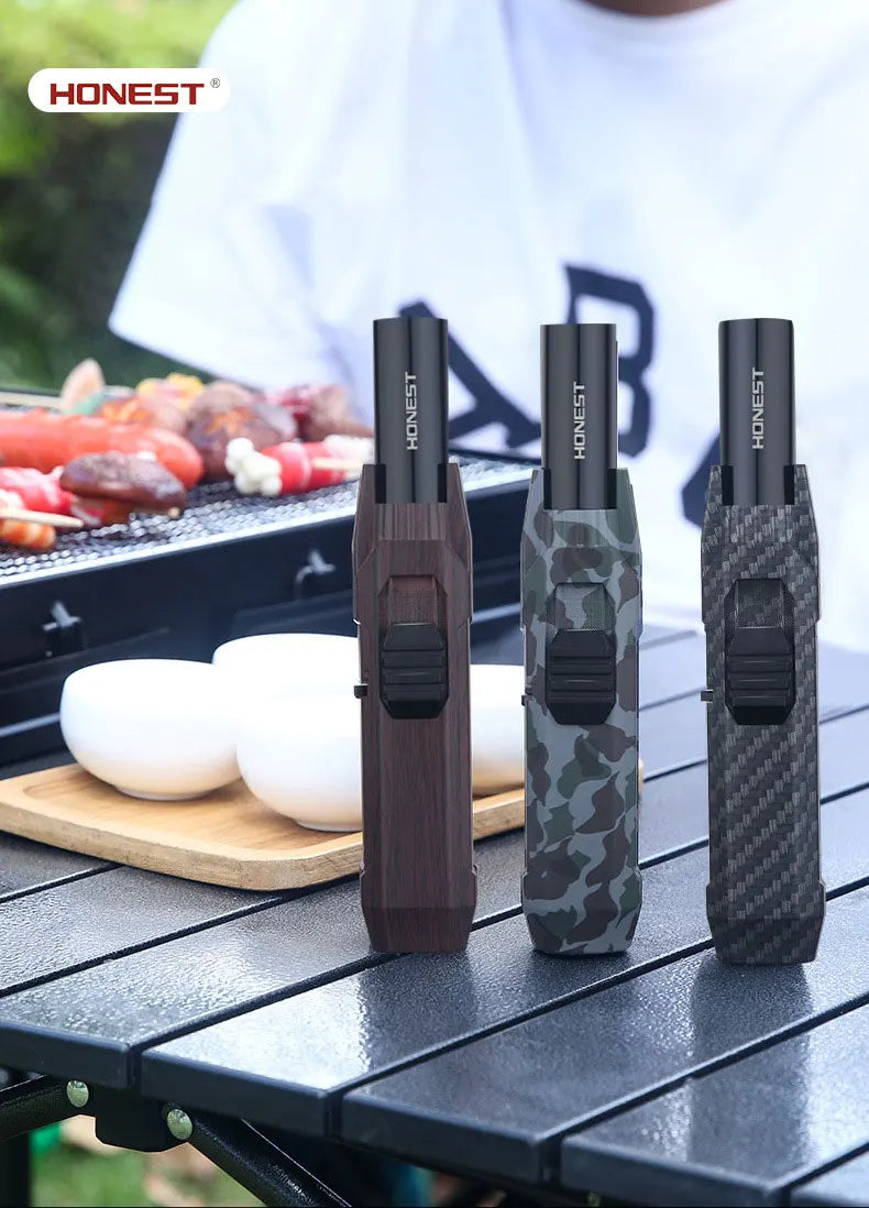 2024 New Kitchen BBQ Cigar Big Jet Flame Torch Outdoor Camping BBQ Lighter Men's Tools Without Butane Gas