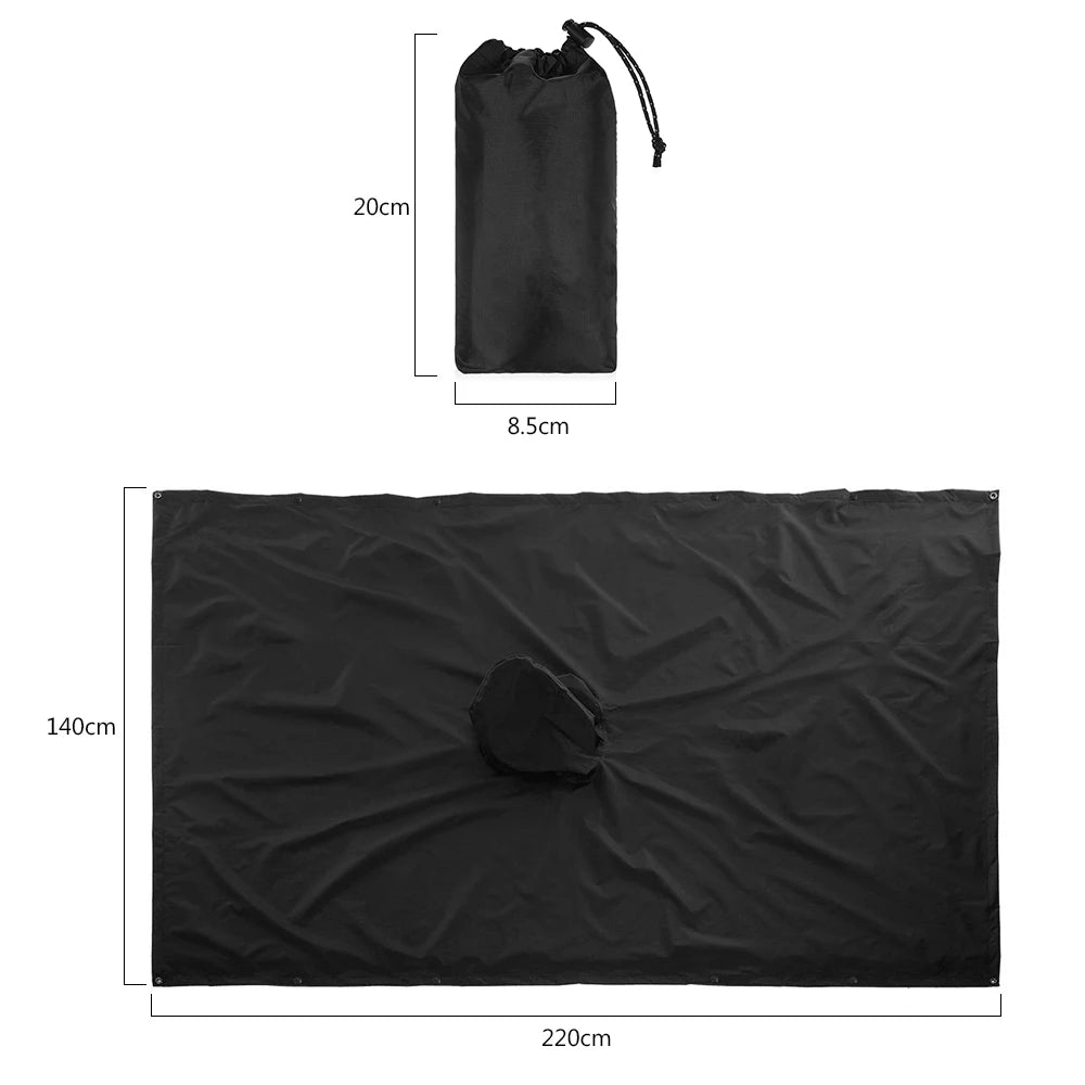 3-in-1 Waterproof Rain Poncho Lightweight Hooded Rain Coat Picnic Mat Blanket Sun Shelter for Outdoor Camping Cycle Climbing