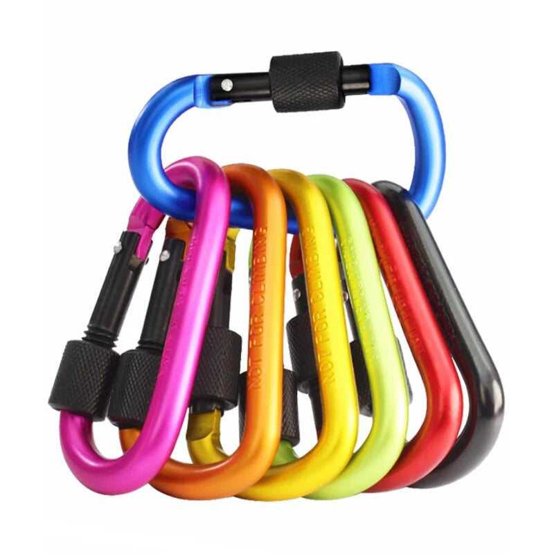 Carabiner Clips with Screw Gate 4Pcs Carabiners Hiking Clips with 7.5mm Diameter Aluminum Rod EDC Outdoor Camping Equipment Hook