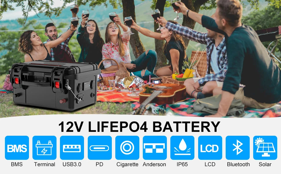 12V 120ah Portable Power Station LiFePO4 Battery 100ah Rechargeable LFP Battery Packs with BMS for Outdoor Camping Motor Backup