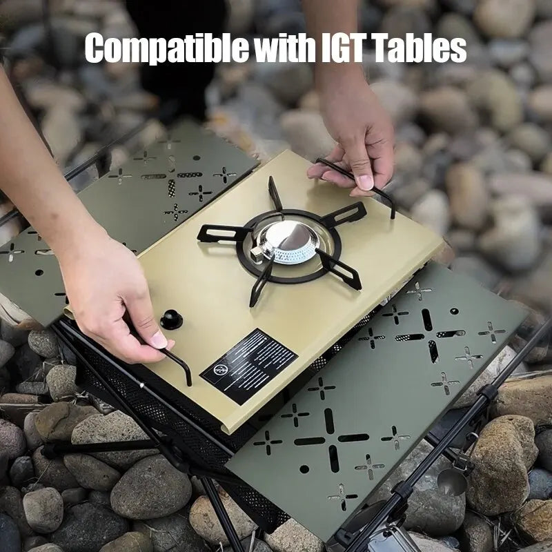 WESTTUNE Camping Table with IGT Stove Portable Aluminum Alloy Folding Table with Accessories Multifunctional Outdoor Tables