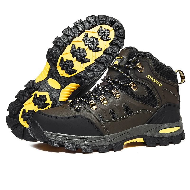 Large Size Outdoor Hiking Boots Men Women Non Slip Lace Up Climbing Winter Black Warm Fur Sneakers Size 42 Trekking Hiking Shoe