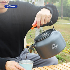 0.8L-2.0L Outdoor Lightweight Aluminum Alloy Kettles Teapot Coffee Pot Camping Travel Picnic Cooking Kettle Hiking Cookware Set