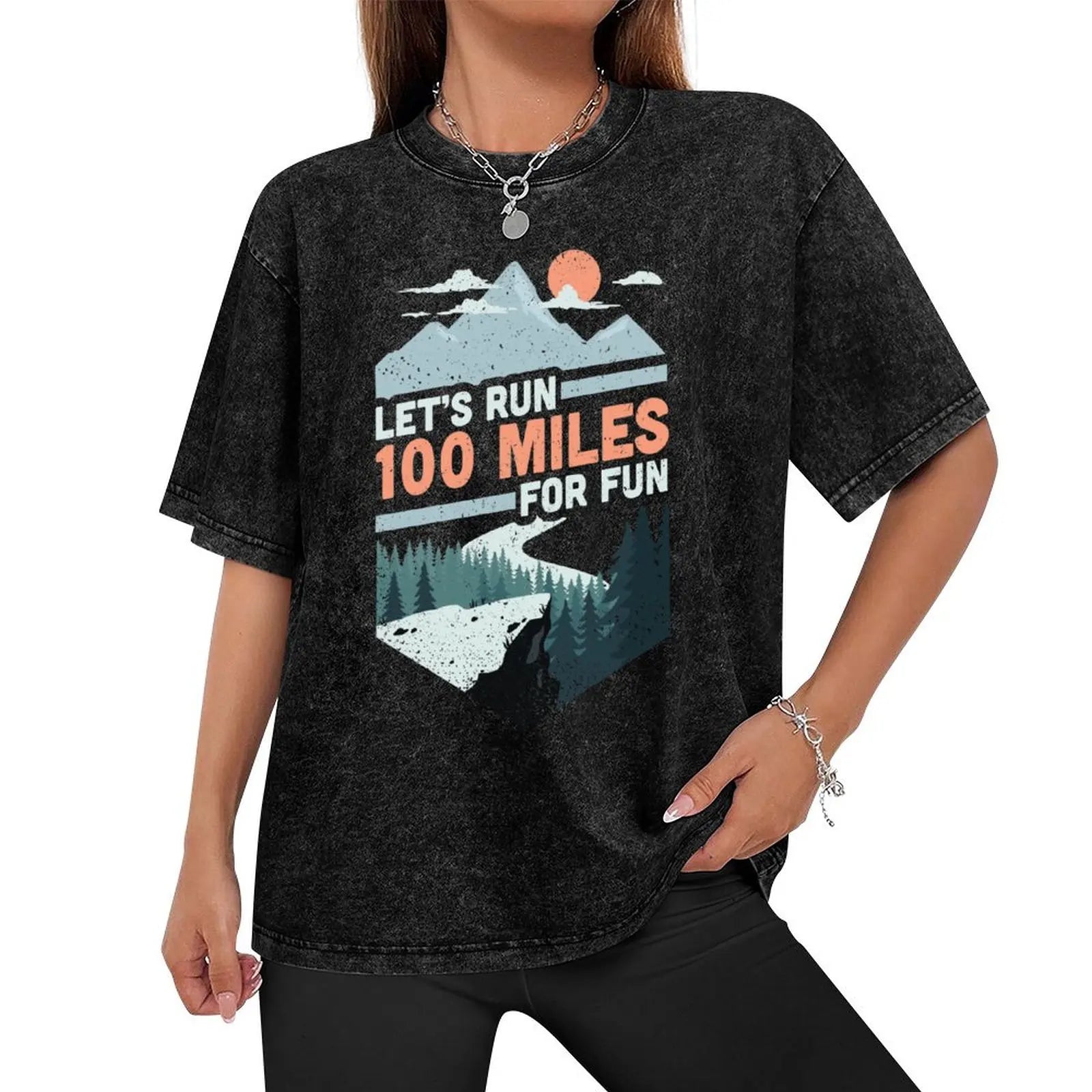 Let's run 100 miles ultrarunning ultra trail runner gift T-Shirt oversizeds Blouse vintage anime shirt men clothing