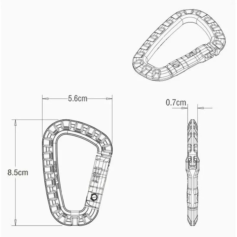 5pcs 8.5cm Backpack Buckle Fast Carabiner Plastic Hook D Shape Mosqueton EDC Gear For Outdoor Camping