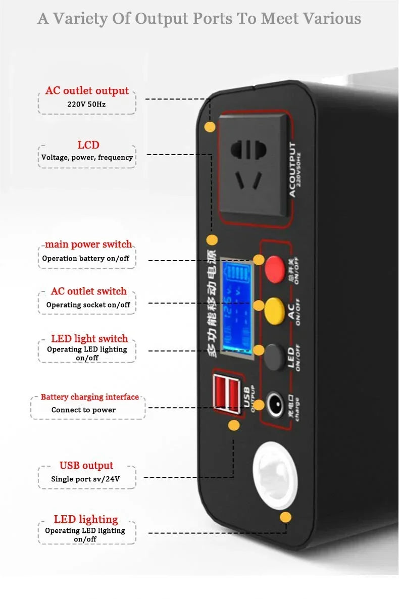 SUYIJIA Power Station 220V300WOutdoor Power Bank90000mah Portable  Home Camping Lifepo4 Electric System Rechargeable Generator