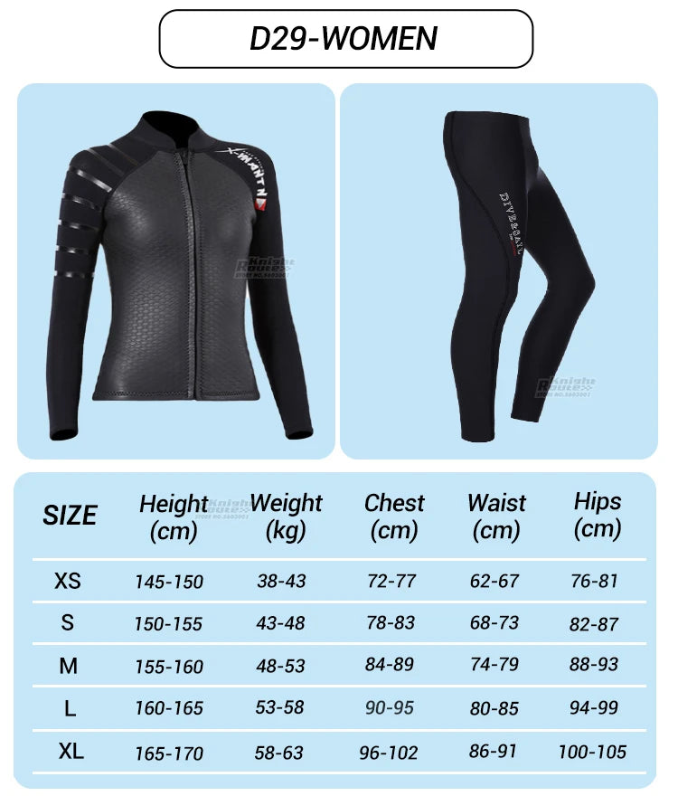 Neoprene 3MM 2MM Men Women Wetsuit Jacket Scuba Diving Suit Surf Snorkeling Underwater Spearfishing Fishing Kitesurf Equipment