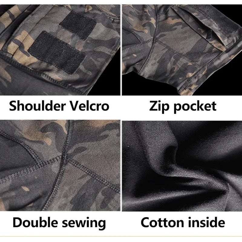 HAN WILD Tactical Uniform Sport Airsoft Paintball Work Clothing Camouflage T-Shirts Combat Cargo Pants Climbing Hiking Suit