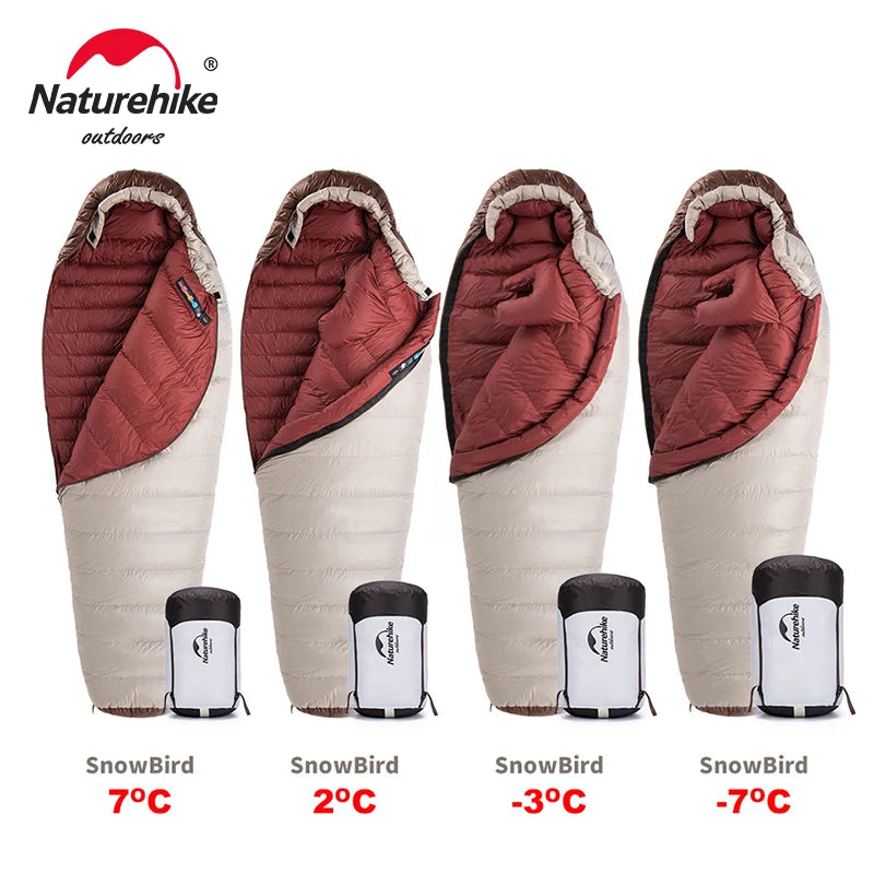 Naturehike Snowbird 7 2 Sleeping Bag Mummy Down Ultralight 4 Season Sleeping Bag Camping Duck Down -3 -7 Winter Sleeping Bag