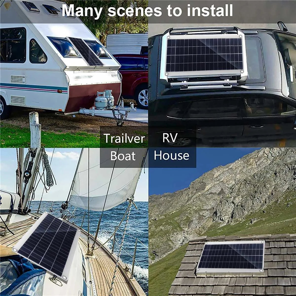 1000W Flexible Solar Panel Kit With 2 USB Complete Portable Power Generator Solar Electric Station For Home Car Yacht RV Boat