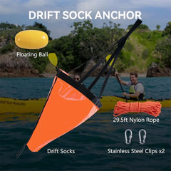 Drift Sock 19/24/32/42/53in   for Boats with 30FT Tow Rope Line Buoy Ball  for Fishing Boat/Sail Boat/Kayak Trolling Sock