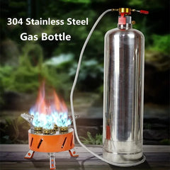 Outdoor Camping Stainless Steel Gas Bottle Inflatable Circulating Gas Tank Refill Adapter Portable Gas Stove Picnic Camping Fuel