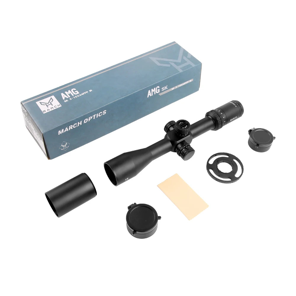 MARCH SK 3-15x44 FFP IR Tactical Caza Riflescope Spotting PCP Rifle Scope Hunting Illumination Airgun Airsoft Optical Sight