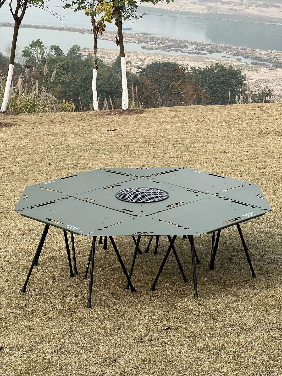 Tryhomy Aluminum Alloy Picnic Table Set  Ultraligh Folding Table 6 Adjustable Legs Desk Tactical IGT Table Outdoor BBQ