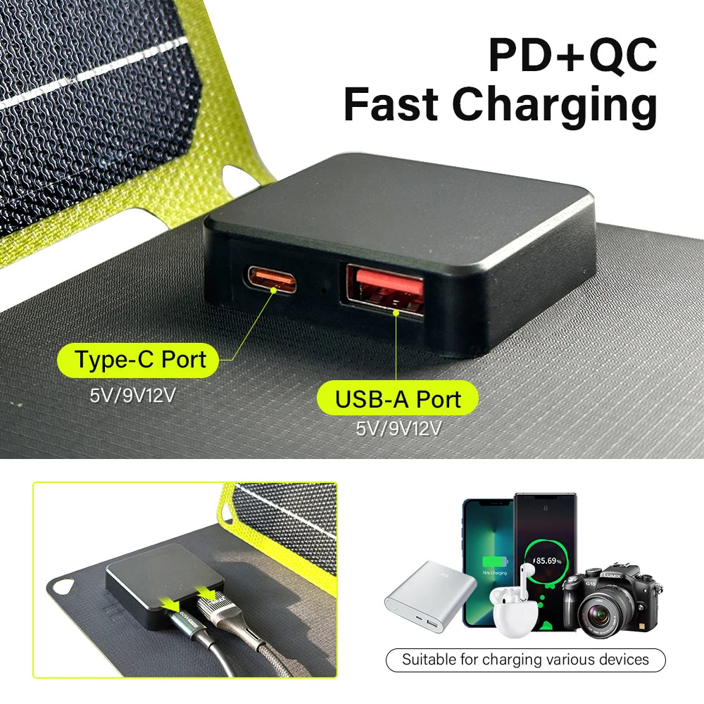 JMUYTOP Outdoor powerful Portable Solar Panel 5v 40W 12V 50W phone charger PD 20w QC 3.0 For USB A C Power bank power station