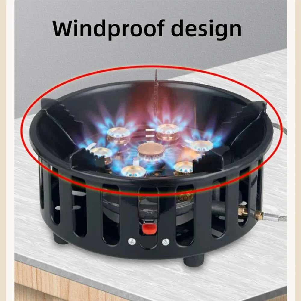 19800/21000W 7-Core Camping Stove High-Power Gase Burner Windproof Stove Electronic ignition Outdoor Stoves Hiking Camping 2023