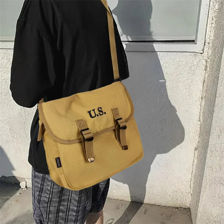 WW2 Retro Men Shoulder Bag Outdoor Hunting Hiking Camping Canvas Messenger Bag Travel Fitness Gym Backpack Men Sport Training